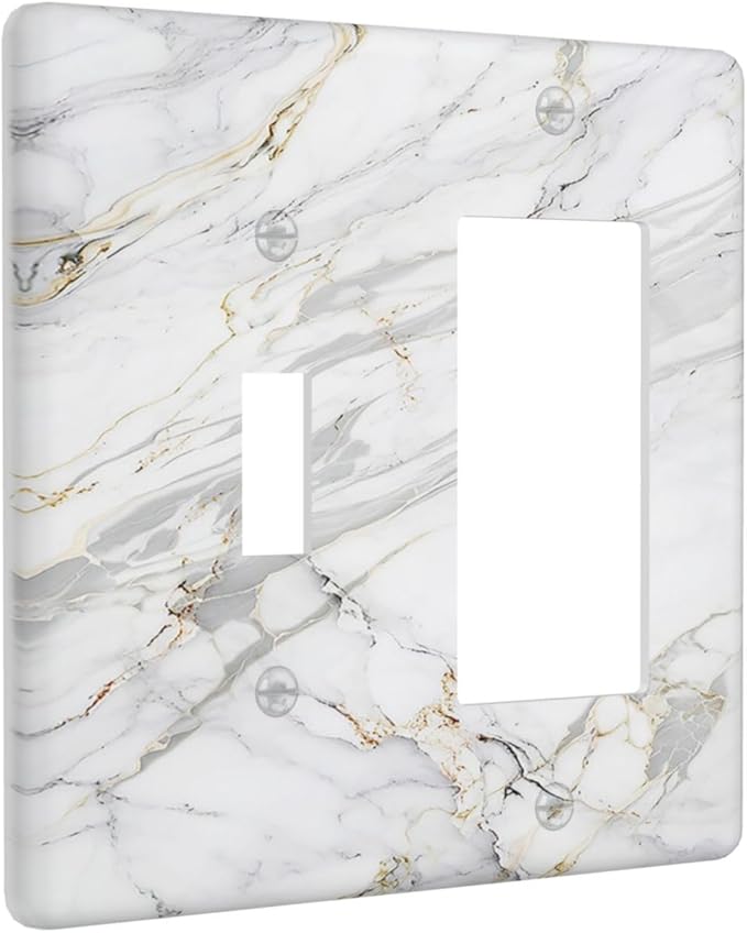 Outlet Covers Gray Gold Marble Abstract Modern Luxury 1 Toggle 1 Rocker Combo Light Switch Cover Plate Decorative Switch Plate Covers Electrical Wall Plate for Bedroom Home Decor
