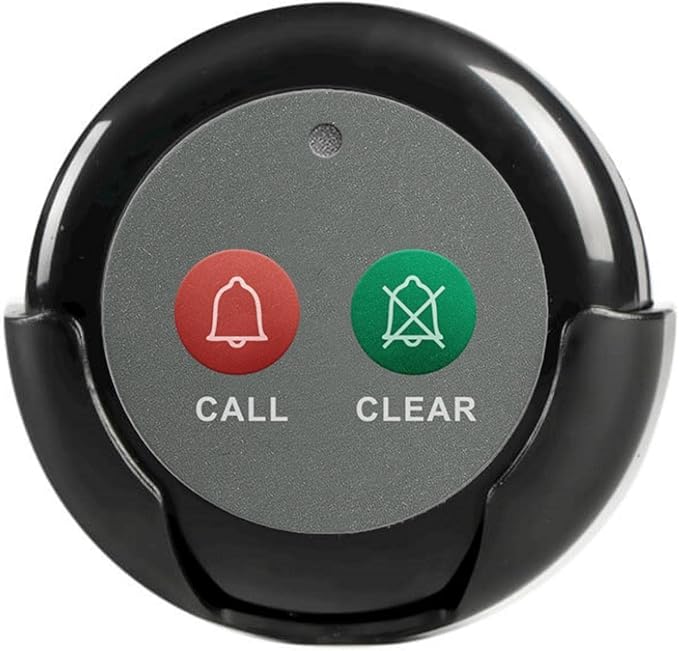 Wireless Call Buttons with Clear Call Dual Function for Wireless Call System Portable Caregiver Pager for Restaurants Nursing Home Clinic Care Facilities 2 PCS Black