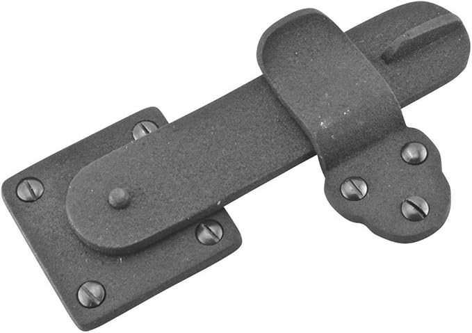 Renovators Supply Manufacturing Door Latch 5 3/4 in. Black Wrought Iron Gate Latch/Barn Door Latch Lock with Mounting Hardware