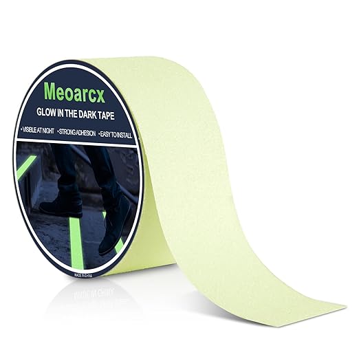 Glow in The Dark Tape, Anti Slip Glow Tape for Stairs, Glow in Dark Indoor or Outdoor, Visible at Night, Waterproof, Luminous Green, 2 Inch x 16 Feet