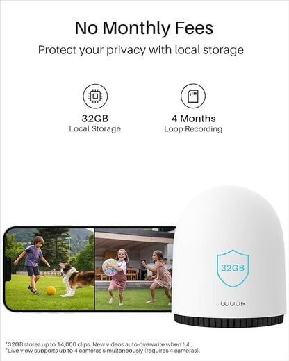 WUUK Security Cameras Wireless Outdoor, Indoor Camera, Home Surveillance System, 2K, No Monthly Fee, Motion Alert, Night Vision, 2.4/5 GHz WiFi, Compatible with Alexa & Google, 2-Camera Kit
