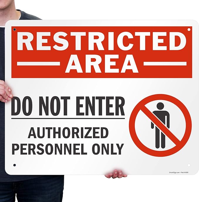 SmartSign 24 x 30 inch “Restricted Area - Do Not Enter, Authorized Personnel Only” Metal Sign with Symbol, 80 mil Laminated Rustproof Aluminum, Red, White and Black, Made in USA