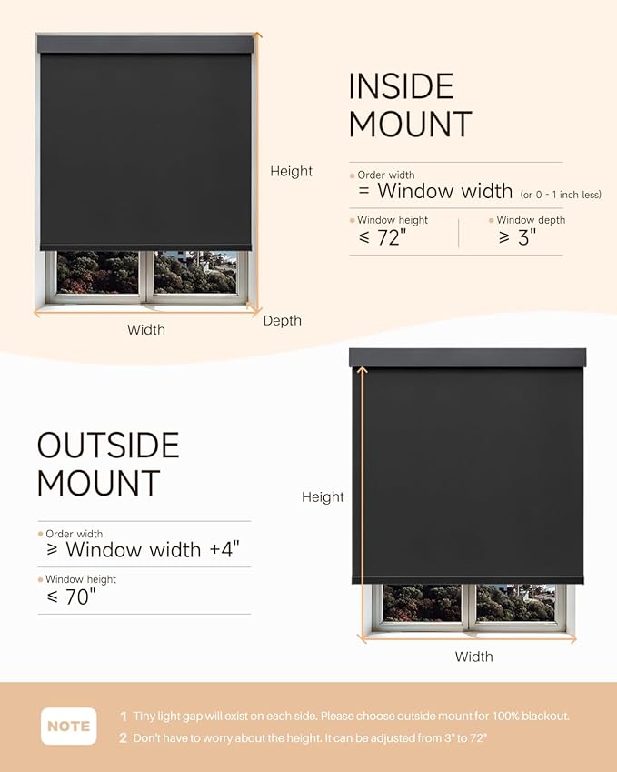 Smart Roller Shades for Windows, Alexa Blackout Motorized Blinds with Remote Control, Easy Install Automatic Electric Blinds for Indoor (38" W x 72" H, Black)