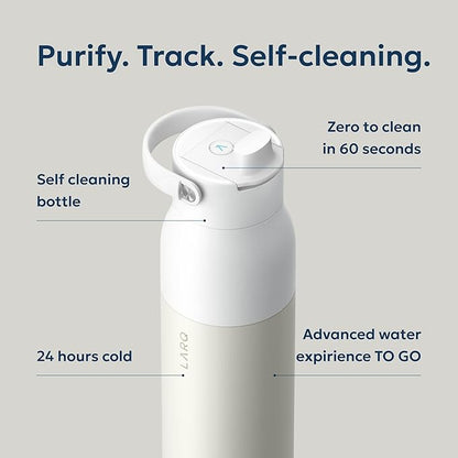 LARQ Bottle PureVis 2 - UV Water Purifier with Self-Cleaning, App Hydration Tracking, Filter Straw, Detachable Handle, Double-Wall Insulated