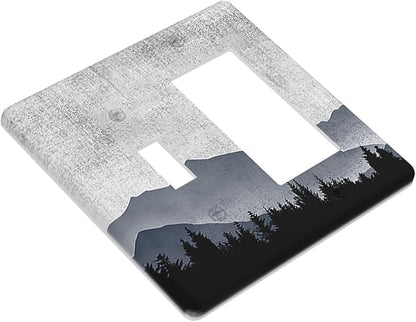 Outlet Covers Natural Landscape Mountains Pine Trees 1 Toggle 1 Rocker Combination Decorative Wall Plate Electrical Switch Plates Light Switch Cover Plate for Bedroom living Room Decor