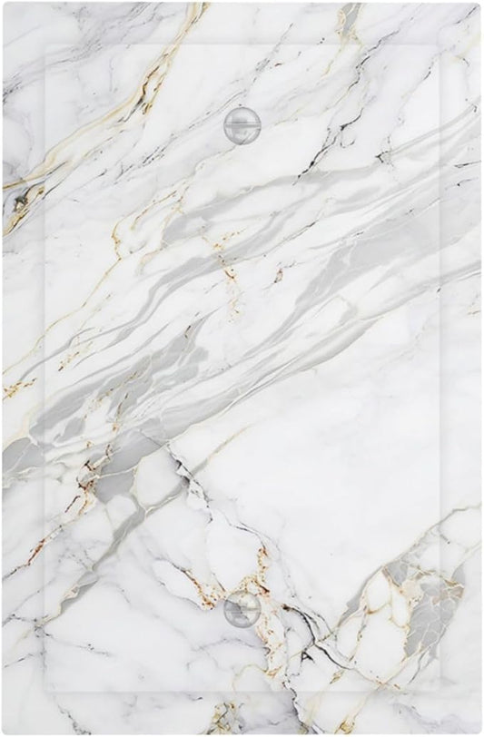 Light Switch Cover Plate Gray Gold Marble Abstract Modern Luxury 1 Gang No Device Blank Wall Plate Electrical Outlet Cover Decorative Switch Plate Covers for Bedroom Home Decor