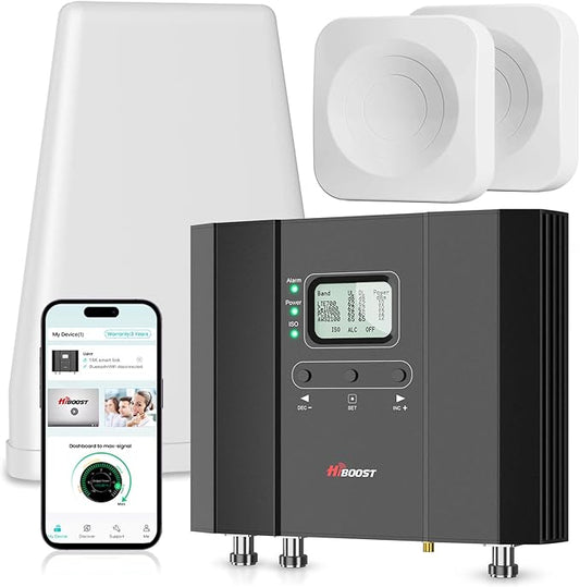 HiBoost Cell Phone Booster for Multiroom, Boost Cellular Signal up to 10,000 sq ft for All U.S. Carriers | Cell Phone Signal Boosters with 2 Inside Antennas Set for Homes & Offices 2-Story