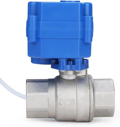 U.S. Solid Motorized Ball Valve- 3/4" Stainless Steel Ball Valve with Full Port, 9-24V AC/DC and 2 Wire Auto Return Setup