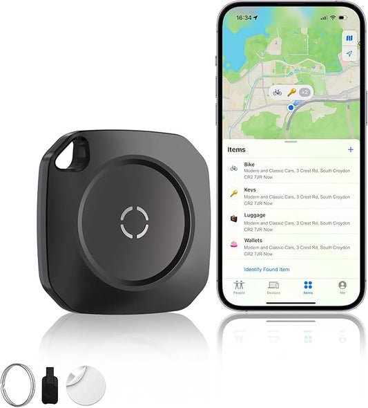 Air Tracker Tag-1P, Smart Tag Work with Apple Find My(iOS Only), Luggage Tracker Tag for Key, Luggage, Backpack, Suitcase, Replaceable Battery, weTag, Black
