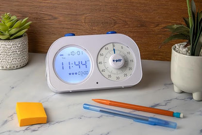 e-Pill Task-E-Lert 2-in-1 Pomodoro Timer for Kids and Adults | 3 Daily Alarms | Visual Timer & Loop Function | Time Management Tool for Productivity