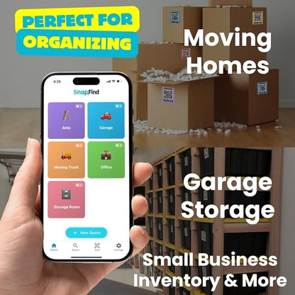 Smart QR Code Labels – AI Auto-Labeling, No Typing! Storage Bins & Moving Containers – iOS & Android App – 10 Stickers (3" x 5") (Blue)