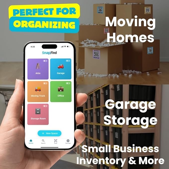 Smart QR Code Labels – AI Auto-Labeling, No Typing! Storage Bins & Moving Containers – iOS & Android App – 10 Stickers (3" x 5") (Green)