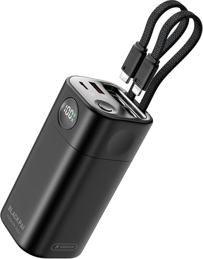 Portable Power Bank 20,000mAh, PD 35W Portable Charger Super Fast Charging with 2 Built-in Cables, USB-C Digital Display Battery Pack for iPhone Air 17/16/15/14/13, Portable Travel Charger