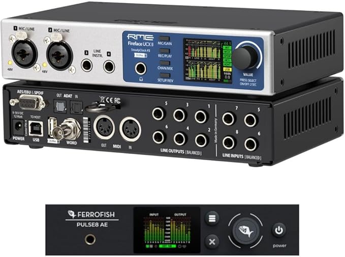 RME Fireface UCX II Desktop 20x20 USB Audio/MIDI Interface Bundle with Ferrofish Pulse8 AE 8x8 AD/DA Converter with ADAT