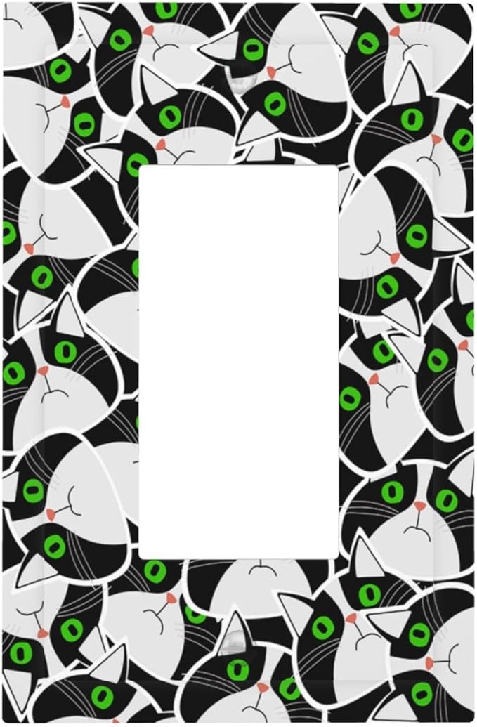 Outlet Covers Funny Cat Wacky Kitty 1 Gang Wall Plates Single Rocker Light Switch Covers Decorative Switch Plates Electrical GFCI Panel Covers for Home Office Decor 5 X 3 IN