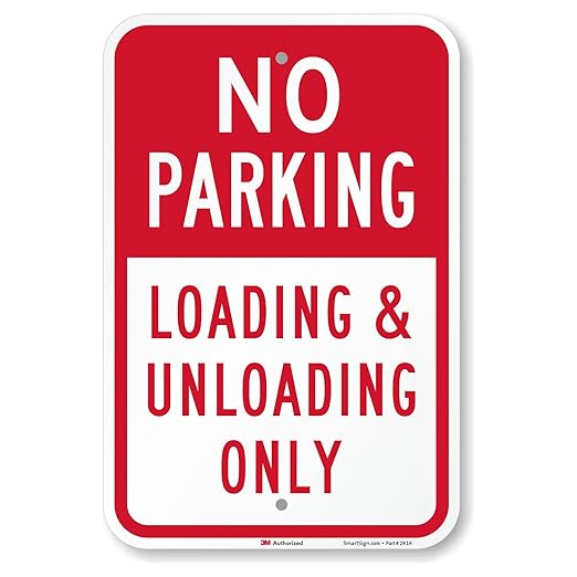 SmartSign 18 x 12 inch “No Parking - Loading And Unloading Only” Metal Sign, 63 mil Aluminum, 3M Laminated Engineer Grade Reflective Material, Red and White, Made in USA