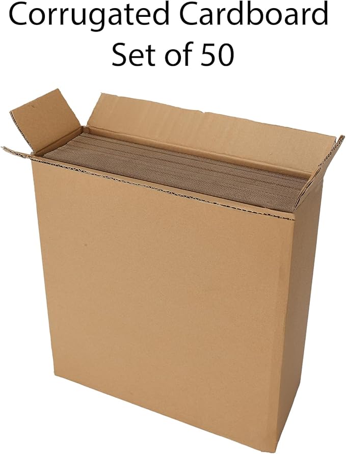 Calenzana 12x12 Browm Corrugated Cardboard Sheets, Flat Card Boards Inserts for Crafts, Packing, Shipping, Moving, Mailing, 50 Pack