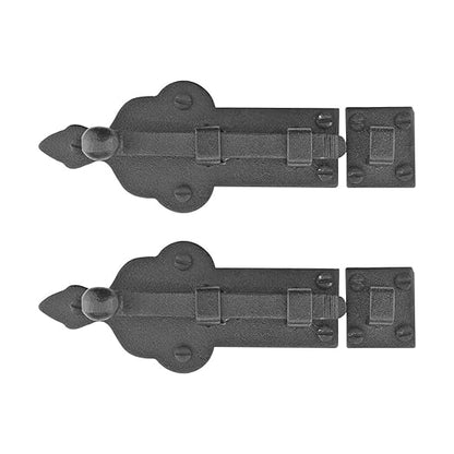 Renovators Supply Manufacturing Slide Bolt Latch 3 3/4 in. Black Wrought Iron Ball Tip Style Slide Bolt with Mounting Hardware Pack of 2