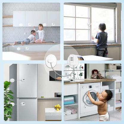 AOSITE Child Proof Fridge Lock, 2-Pack Keyless Digital Combination Lock | No-Drill Adhesive Safety Latches for Freezer & Refrigerator Doors, Prevent Kids Opening (White Refrigerator Lock Combination)
