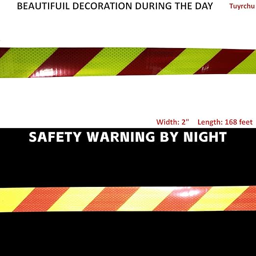 Non Fading Reflective Tape Outdoor Waterproof 2 inch Wide for Truck, High Visibility Warning Safety Industrial Marking Tape (168 feet)
