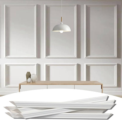 6-Frame Premade Accent Wall Molding Kit, Ready-to-Assemble Wainscoting Panels, Pre-Cut Chair Rail Moulding Trim for Home Décor
