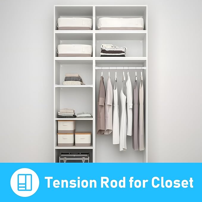 2 Pack White Tension Rod 16 To 26 Inch Spring Tension Rod Adjustable Spring Curtain Rods No Drilling Short Curtain Rod Extendable Small Spring Tension Rod for Closet Cupboard Bars Refrigerator