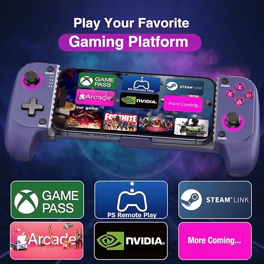 NealGamefy Phone Controller for iPhone/Android - Mobile Gaming Controller with Hall Effect Joystick, Phone Case Support,Turbo Function, Dual Vibration- Phone Controller Compatible with More Games