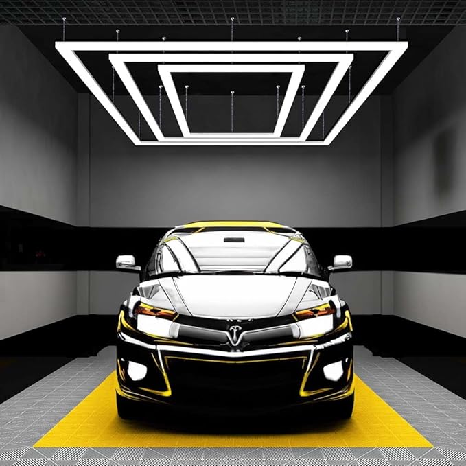 Neatfi LED Bright Garage Light, 52,800 Lumens, Ceiling Lighting for Auto Shops, Car Detailing, Gym, Basement, Warehouse, Barber and Beauty Salons (Cool White, 3 Rectangles with Hanging Kit)