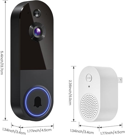 1080p Wireless Video Doorbell Camera, Live View, Night Vision, Two Way Audio, Cloud Storage, AI Motion Detection, Indoor/Outdoor Surveillance, Battery Powered, 2.4G WiFi Only