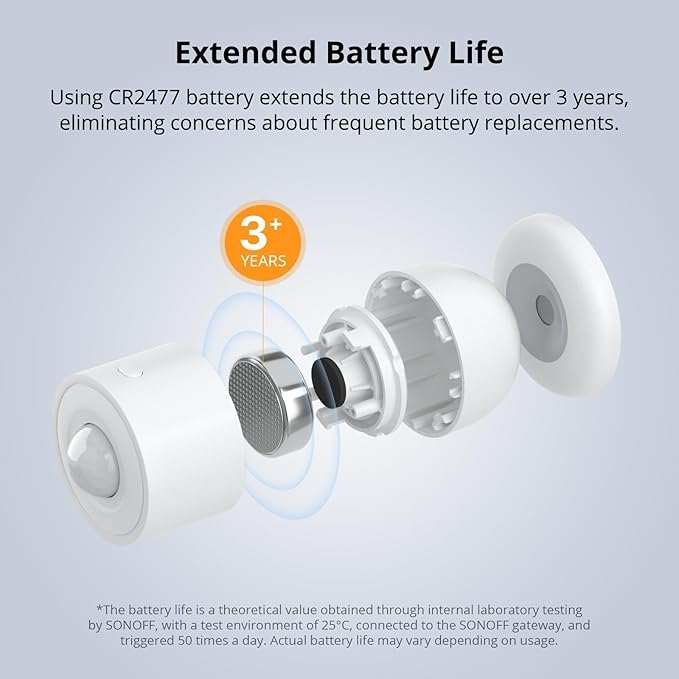 SONOFF SNZB-03P Zigbee Motion Sensor, 3-Year Battery Life, for Alert System and Automations Wireless Motion Detector, SONOFF Zigbee Bridge Required, Batteries Included(2 Pack)