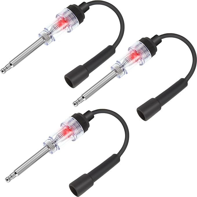Inline Spark Plug Tester Engine Straight Boot Ignition Tester Light Lawnmower Checker Armature Diagnostic Detector for Automotive Car Internal External Engine(3 Pieces)