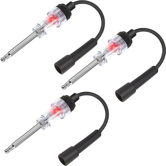 Inline Spark Plug Tester Engine Straight Boot Ignition Tester Light Lawnmower Checker Armature Diagnostic Detector for Automotive Car Internal External Engine(3 Pieces)