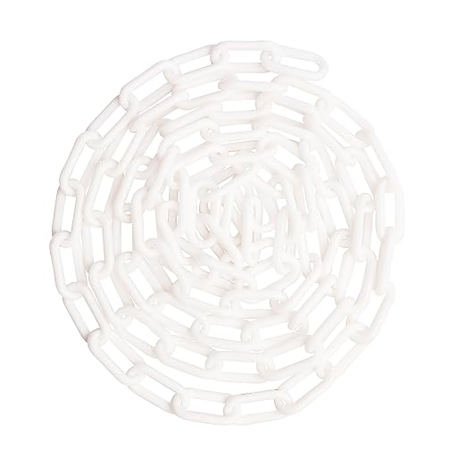 US Weight (Made in USA) 2" x 50' White Plastic Safety Chain ft. SunShield UV Resistant Technology