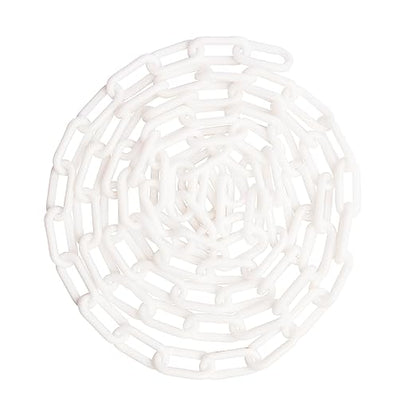 US Weight (Made in USA) 2" x 50' White Plastic Safety Chain ft. SunShield UV Resistant Technology