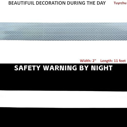 Non Fading White Reflective Tape Outdoor Waterproof 2 inch, High Visibility Warning Industrial Marking Tape,Safety Stickers (11 feet)