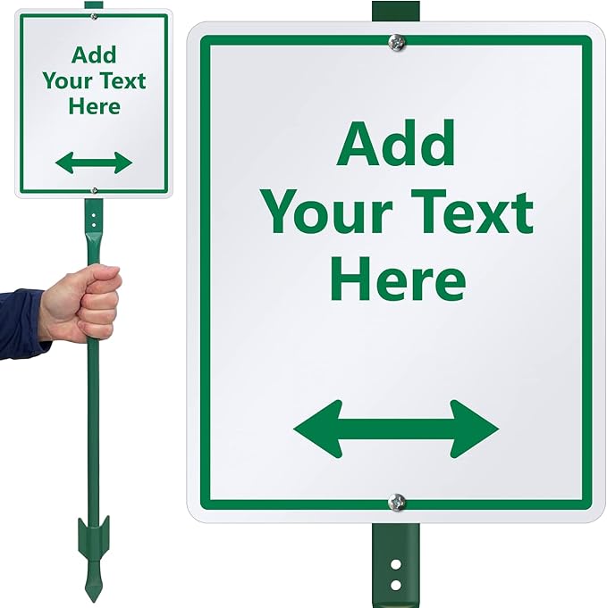 SmartSign 12 x 10 inch Custom Yard Sign with 3 foot Stake - Add Your Text & Choose Arrow, 40 mil Laminated Rustproof Aluminum, Set of 1, Made in USA