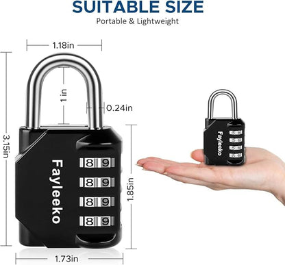 Combination Lock, 4 Digit Combination Padlock for School Gym Sports Locker, Fence, Toolbox, Case, Hasp Cabinet Storage (2 Pack, Purple & Black)