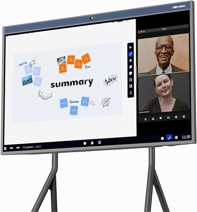 NearHub 86'' Interactive Smart Whiteboard,AI -Powered 4K Camera,MEMS 24-mic Array with Noise Reduction,All-in-One Whiteboard for Hybrid Collaboration with AndriodOS & Open App Ecosystem (Board+Stand)