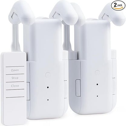 Automatic Curtain Opener 2 Pack: Smart Electric Curtains Closer Robot with Remote Control｜No Drill Quiet Motor｜Compatible for Roman Rods, T & U Tracks｜Long-Lasting Battery for Bedroom & Home