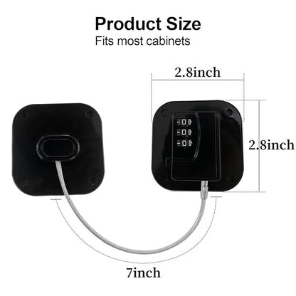 Heavy Duty Refrigerator Lock Cabinet Locks Child Safety Cabinet Locks Combination Fridge Lock for Cabinets Drawers Refrigerator (Black), 2.7X2.7IN