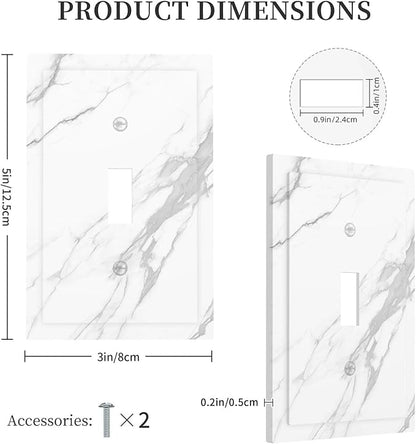 Decorative Light Switch Cover Modern White Gray Marble 1 Gang Single Toggle Device Electrical Faceplate Switchplates Decorator Outlet Wall Plate for living Room Bathroom Decor