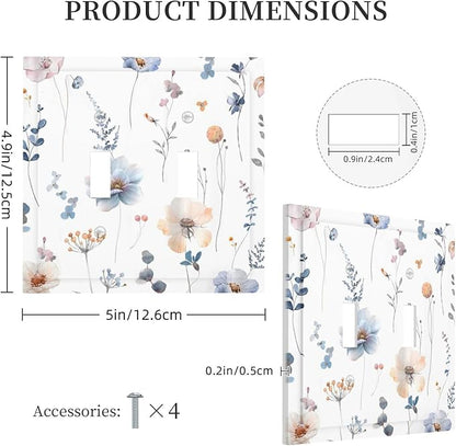 Wildflowers Plant Leaves Floral Berry Decorative Switch Plates 2 Gang Double Toggle Outlet Light Switch Cover Wall Plate Electrical Faceplate for Bed Room Living Room Decor
