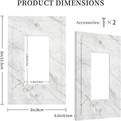 Decorative Outlet Covers Marble Granite White And Grey 1 Gang Single Rocker Light Switch Cover Plate Wall Plates GFCI Faceplate for Home Bedroom Decor