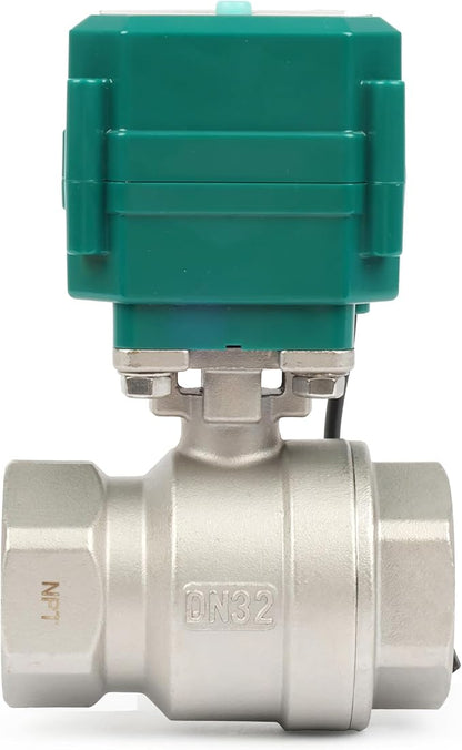 U.S. Solid 1-1/4" Smart Motorized Ball Valve - Stainless Steel Remote App Mobile-control Electrical Ball Valve with Manual Switch, Plug Connection