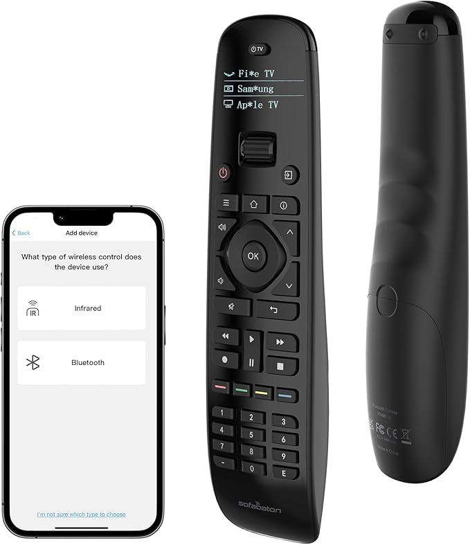 SofaBaton U2 Universal Remote with Backlit Button, All in One Universal Remote Control with App Control, Custom Macros, Compatible with Smart TVs,Sound Bar and DVD/Blu-ray Players, and More