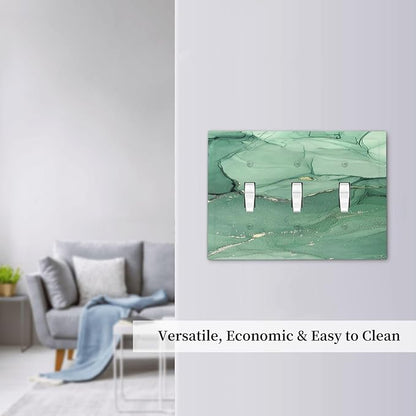 Decorative Switch Plates Simple Green Marble 3 Gang Wall Plate Triple Toggle Light Switch Cover Faceplate Electrical Wall Panels for living Room Office Decor