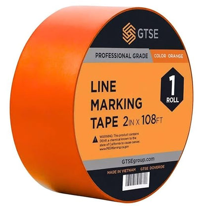 GTSE 2 inch x 108 ft Orange PVC Vinyl Floor Tape, 48 Rolls, Safety Marking Tape, 6 mil Thick, Suitable for Dance Floors, Gyms, Warehouses, Sports Facilities