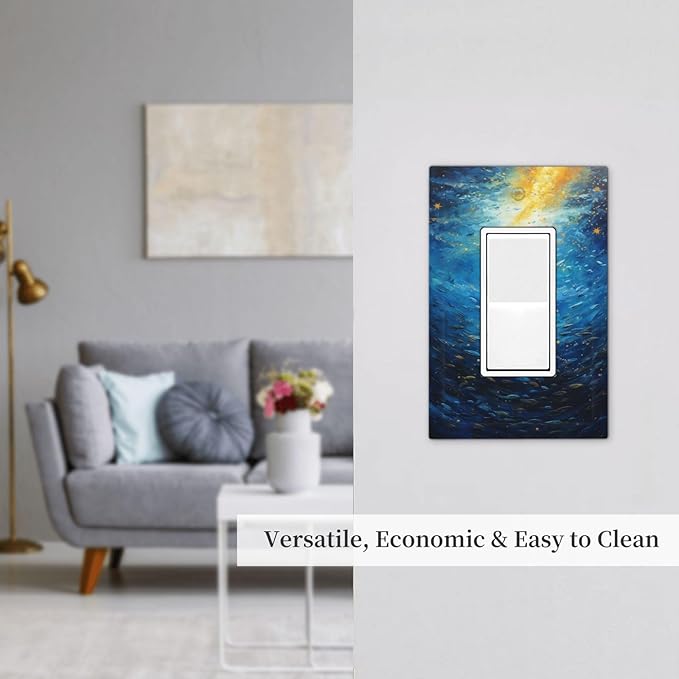 Decorative Outlet Covers Dream Ocean Underwater World Fish Shoal 1 Gang Single Rocker Light Switch Cover Plate Wall Plates GFCI Faceplate for Kids room Nursery Decor