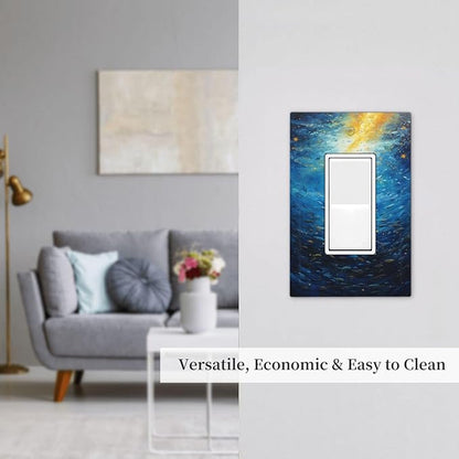 Decorative Outlet Covers Dream Ocean Underwater World Fish Shoal 1 Gang Single Rocker Light Switch Cover Plate Wall Plates GFCI Faceplate for Kids room Nursery Decor