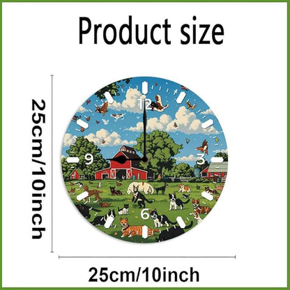 10 in Dog Pooping -5 Wood Wall Clock – Digital Time Display, Smart Home Compatible for Bedside or Workspace